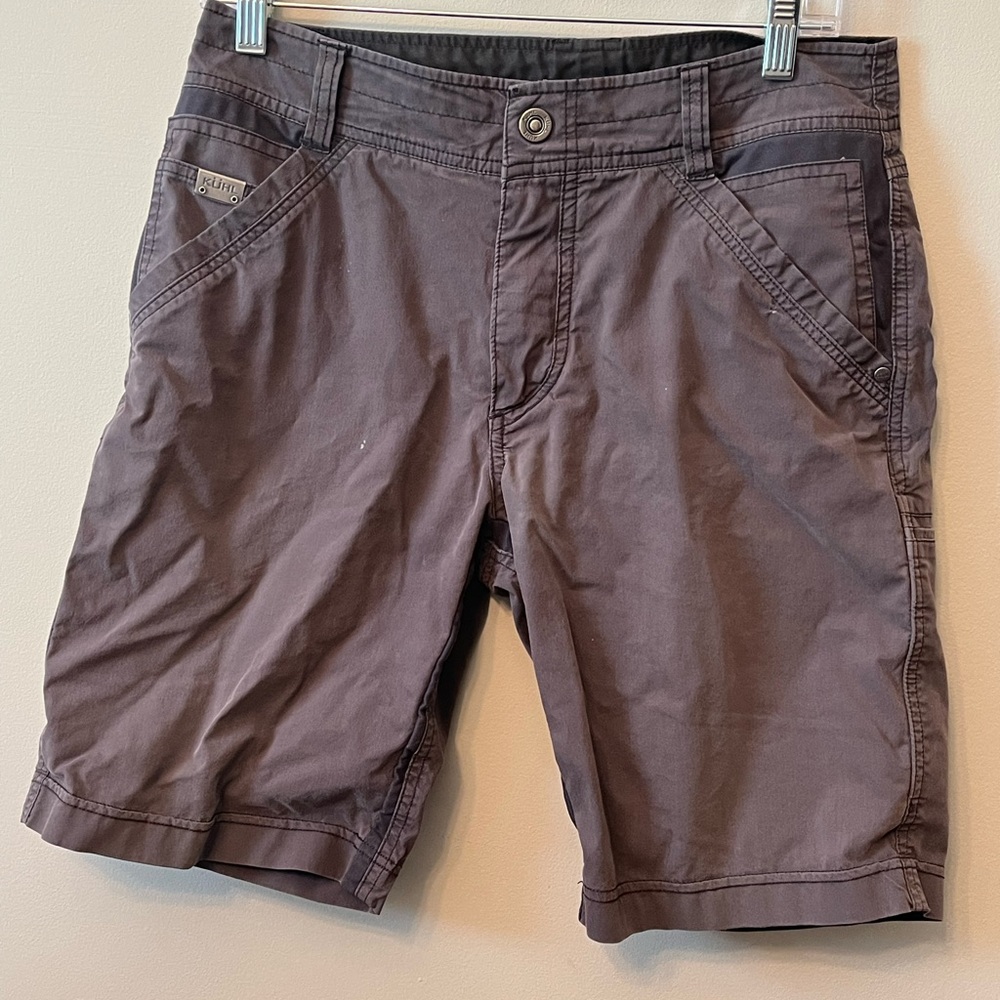 Kuhl Shorts Mens 30 Gray Snap Button Outdoor Hiking Work FLAWS**